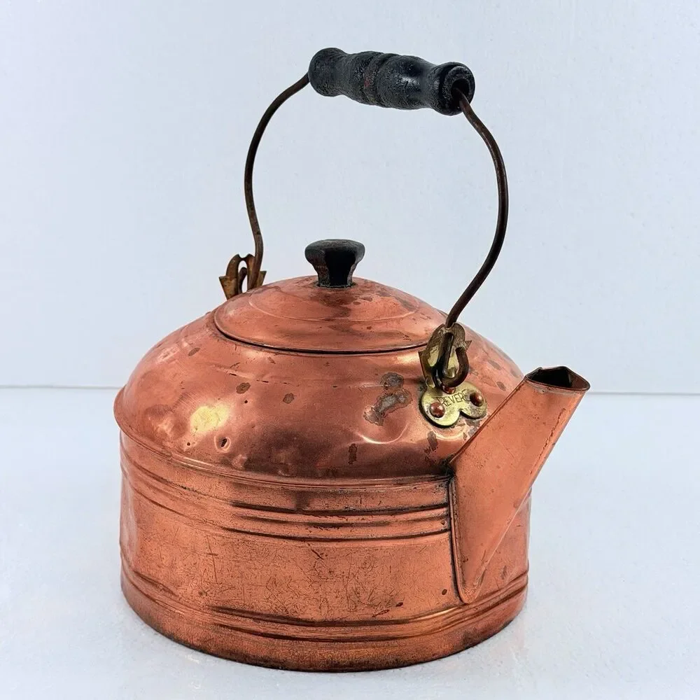 Vintage Paul Revere Copper Tea Kettle Pot Farmhouse Primitive Decor Collectible
